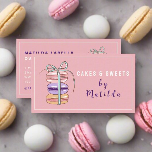 Kuchen und Süßigkeiten Koch Backwaren Macaroon Ros Visitenkarte