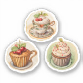 Kuchen und Tassen 2 Aufkleber (Vorderseite)