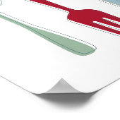 Küchen Utensils Bunte Silhouetten Mitte des Jahrhu Poster (Ecke)