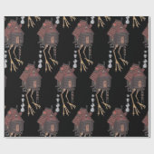 Kuchen Yaga Hütten-Schwarzes Geschenkpapier (Flach)