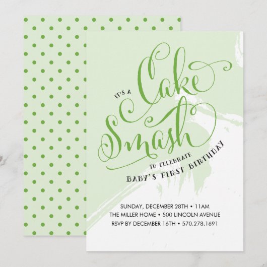 Kuchen-Zertrümmern-Geburtstags-Einladung, neutrale Einladung (Vorne/Hinten)