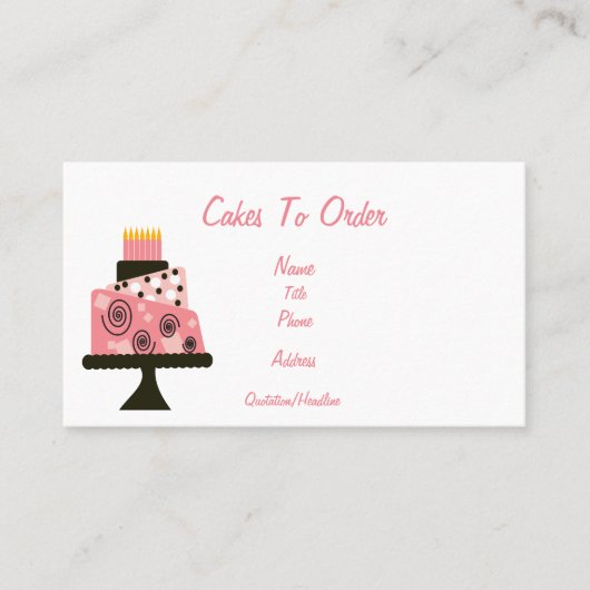 Kuchen, zum der Visitenkarte zu bestellen (Vorderseite)