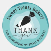 Kuchenbäckerei Vielen Dank für Ihre Bestellung Aqu Runder Aufkleber (Vorderseite)