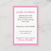 Kuchenbackmaschine Visitenkarte (Rückseite)