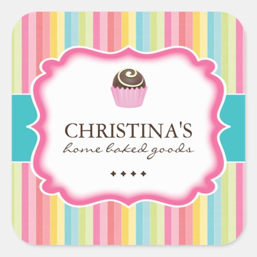 Kuchenbälle - Verpackungsaufkleber Quadratischer Aufkleber (Vorderseite)