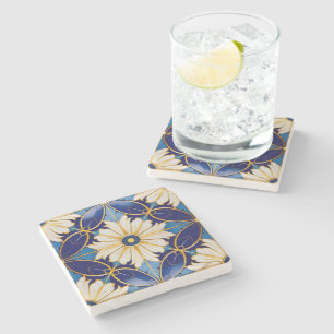 Küchenbar-Theken-Accessoires Art Deco Gold Blau Bl Steinuntersetzer