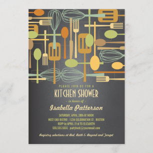 Küchenbrautparty im Retro-Stil: Kitchen Stock Einladung