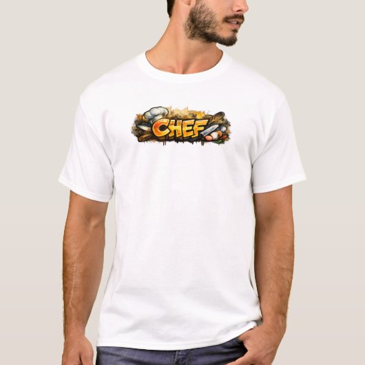 Küchenchef Graffiti Kochstraße Design T-Shirt (Vorderseite)