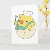 Küchenchick als Koch mit Hut und Spatula des Koch Karte (Gelbe Blume)