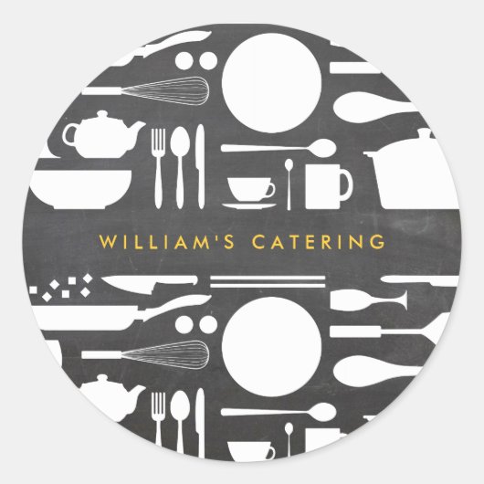 KüchenCollage auf Chalkboard Hintergrundaufkleber Runder Aufkleber (Vorderseite)