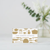 KüchenCollage Gold/Weiß Visitenkarte (Stehend Vorderseite)