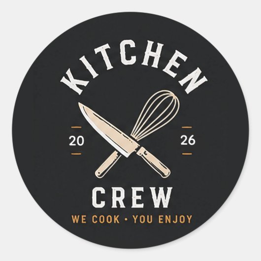 🔪 Küchencrew Restaurant Personal Logo 🔪 Runder Aufkleber (Vorderseite)