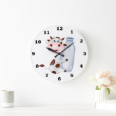 Küchendekor für niedliche Milchkühe Große Wanduhr (Zuhause)