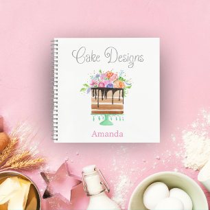 Kuchendesigns  Wasserfarben-Blumen-Kuchendesigns Notizblock
