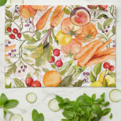 Küchengarten Ernte Wasserfarbe Obst & Gemüse Geschirrtuch (Gefaltet)