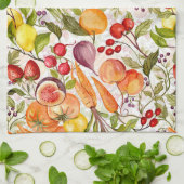 Küchengarten Ernte Wasserfarbe Obst & Gemüse Geschirrtuch (Gefaltet)