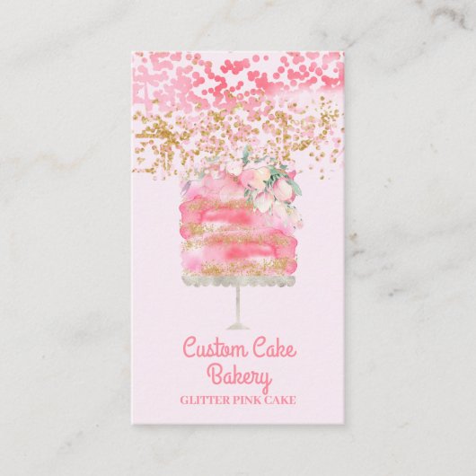 Kuchengebäck Glitzer Rosa Elegante Visitenkarte (Vorderseite)