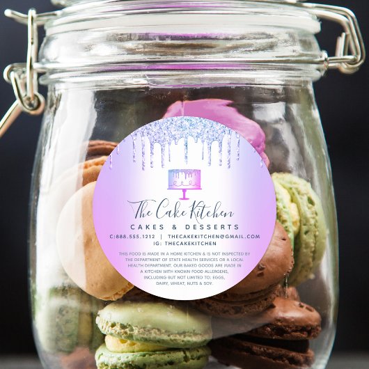 Kuchengebäck Koch Lila Glitzer Tropfen Recht Runder Aufkleber