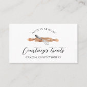 Kuchengebäck Koch Wasserfarbe Pink Visitenkarte (Vorderseite)