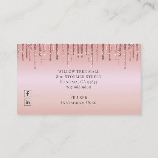 Kuchengebäck Konditorei Koch Glitzer Tropfen Rose Visitenkarte (Rückseite)