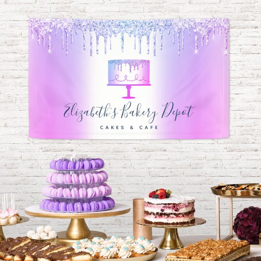 Kuchengebäck Lila Glitzer Tropfen Skript Banner