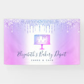 Kuchengebäck Lila Glitzer Tropfen Skript Banner (Horizontal)