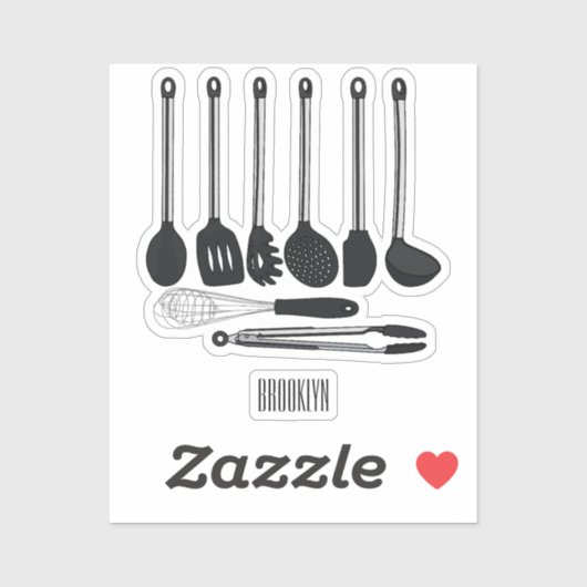 Küchengeräte-Cartoon-Abbildung Aufkleber (Blatt)