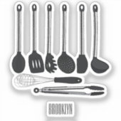 Küchengeräte-Cartoon-Abbildung Aufkleber (Vorderseite)