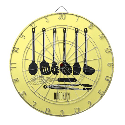 Küchengeräte-Cartoon-Abbildung Dartscheibe (vorne)