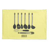 Küchengeräte-Cartoon-Abbildung Kissenbezug (Rückseite)