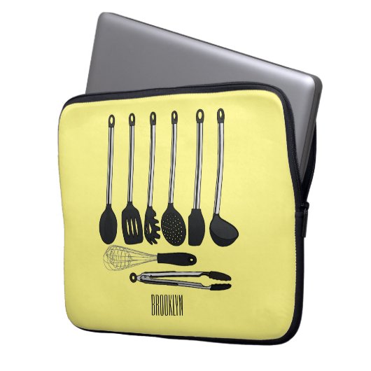 Küchengeräte-Cartoon-Abbildung Laptopschutzhülle (Vorderseite Links)