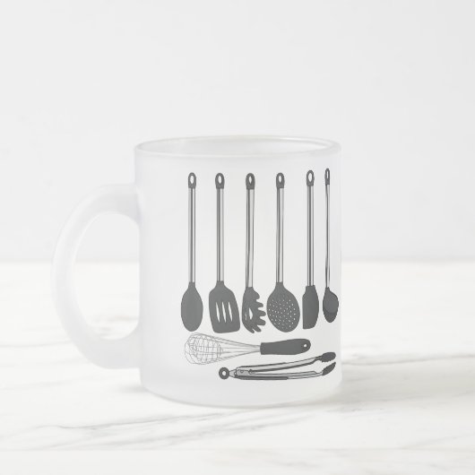 Küchengeräte-Cartoon-Abbildung Mattglastasse (Links)