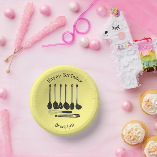 Küchengeräte-Cartoon-Abbildung Pappteller (Party)