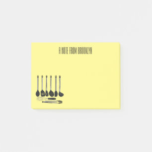Küchengeräte-Cartoon-Abbildung Post-it Klebezettel