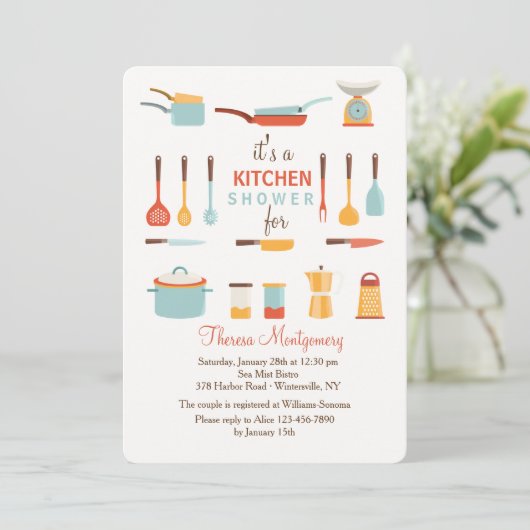 Küchengeräte Dusche Einladung (Stehend Vorderseite)