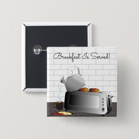 Küchengeräte Frühstück Funny Button (Vorne & Hinten)