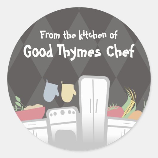 Küchengeräte Gemüsekräuter verpacken... Runder Aufkleber (Vorderseite)