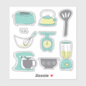 Küchengeräte Kochen Frühstück Kochen Vinyl Aufkleber (Blatt)