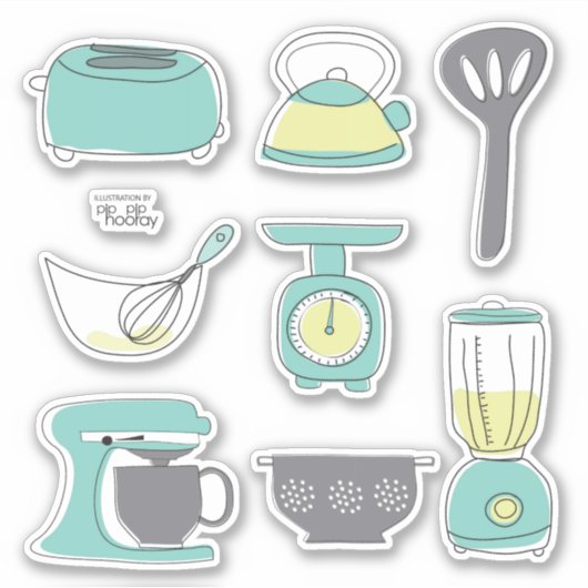 Küchengeräte Kochen Frühstück Kochen Vinyl Aufkleber (Vorderseite)
