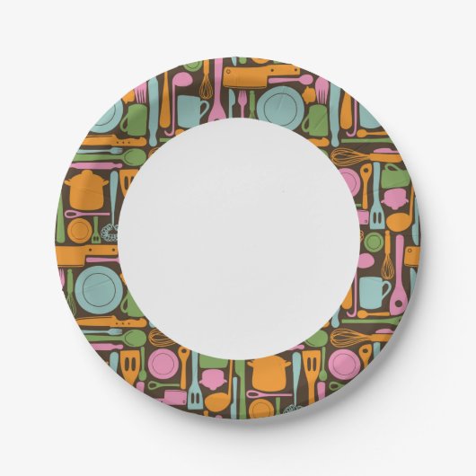 Küchengeräte Muster 3 Pappteller (Vorderseite)
