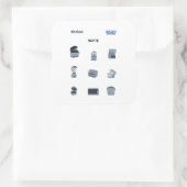 Küchengeräte Quadratischer Aufkleber (Tasche)