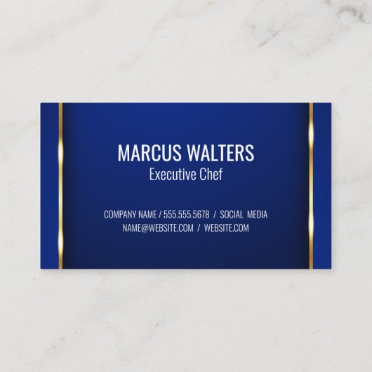 Küchengeschirr | Gold Blue Background Visitenkarte (Rückseite)