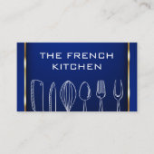 Küchengeschirr | Gold Blue Background Visitenkarte (Vorderseite)
