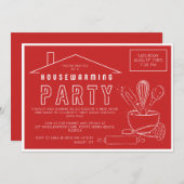 Küchengeschirr kühl Rotes Haus Erwärmung Einladung (Vorne/Hinten)