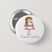 Küchengöttin (braunes Haar) Button (Vorne & Hinten)
