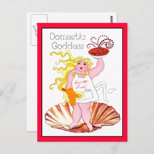 "Küchengöttin" - Küss den Koch! Postkarte (Vorne/Hinten)