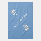 Küchenhandtuch - Anker mit Schiffsname (ver.2) Geschirrtuch (Vertikal)