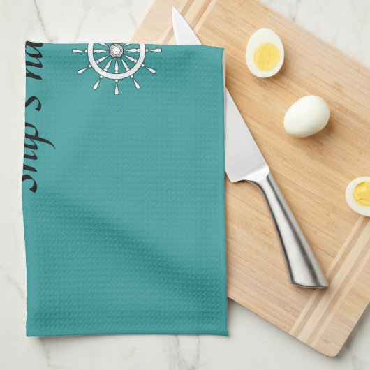 Küchenhandtuch - Helm mit Schiffsname Geschirrtuch (Viertel Falte)