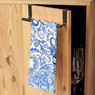 Küchenhandtuch mit blau-weißem Paisley-Kunstmuster Handtuch