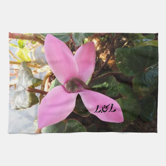 Küchenhandtuch mit echter Blume. Geschirrtuch (Horizontal)